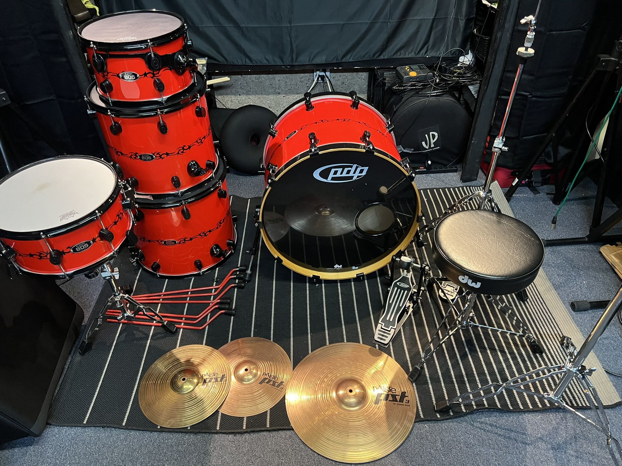 Pdp  Drums 805 Red Tribal  Drum Set (shells Only) 
