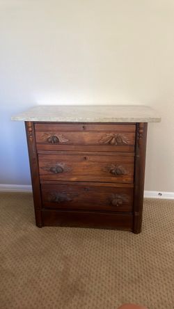 Antique Wood Dresser with Marble Top