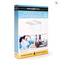 Elastic Protective Face Shields w/ Double sided ANTI-FOG Coatings by PANOPTX (Pack of 4)