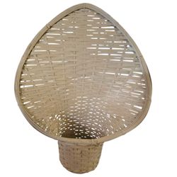 Vintage Spade Fan Back Rattan Wicker Basket Hanging Planter MCM Decor