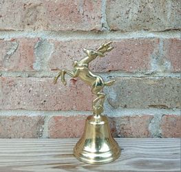 Vintage Solid Brass Reindeer Bell 