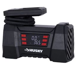Husky 12-Volt DC Portable Fast Flow Air Compressor Air Pump Inflator with Digital Pressure Gauge, LED Light and Auto Shut Off=Tools-089