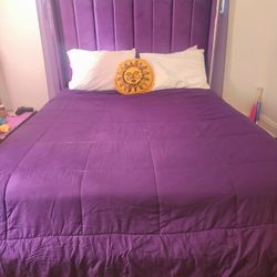 New Purple Queen Sized Bed Frame & Mattress 
