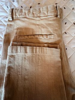 Beige Textured Wide-Leg Pants
