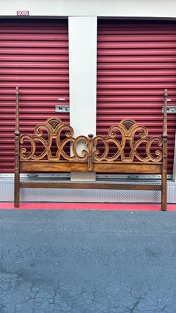 Ornate Carved Wood King Headboard