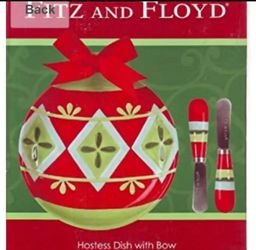 Fitz & Floyd Hostess Dish with Bow and 2 Spreaders