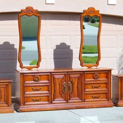 Vintage 1970s White Fine Furniture Bedroom Set – Solid Walnut, Mid-Century Elegance