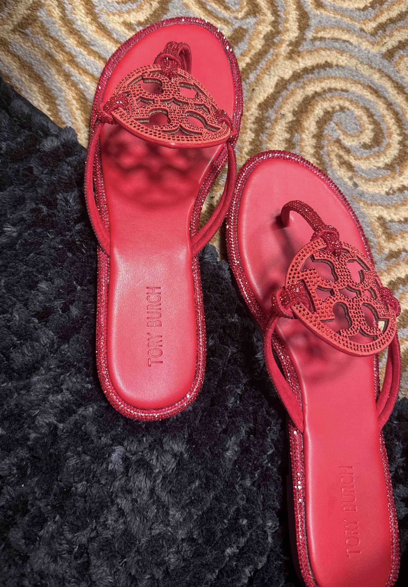 Red Crystal Tory Burch Miller Sandals (Multiple Sizes Available)