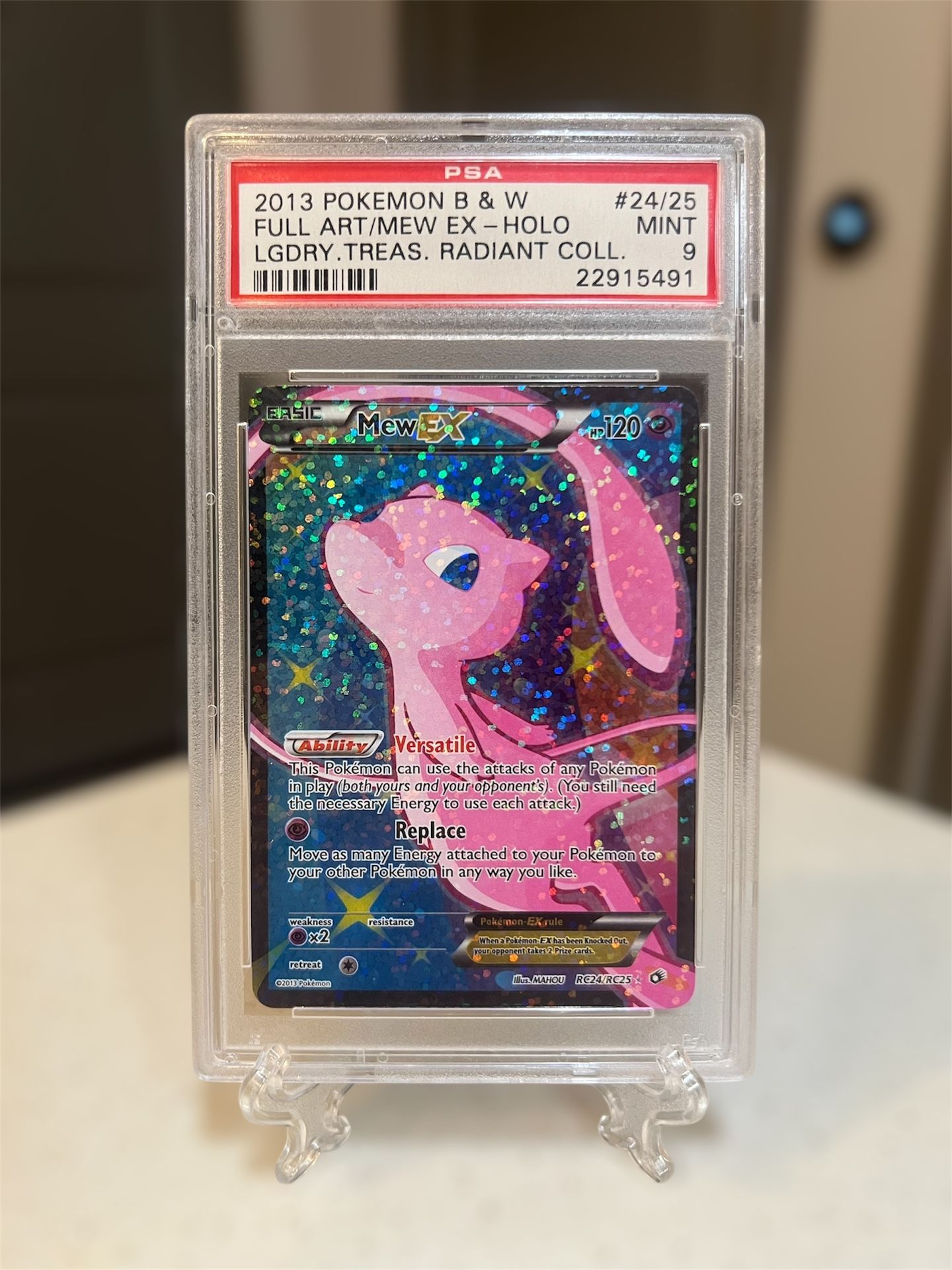 Mew EX RC24/RC25 Pokemon B&W Legendary Treasures Radiant Collection Full Art Holo PSA 9