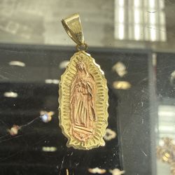 14kt Virgin Mary Gold 2 Toned Pendant