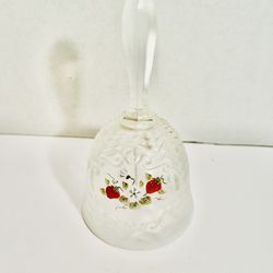 Beautiful Glass Bell with Hand Painted Strawberries Signed By Artist Stevens