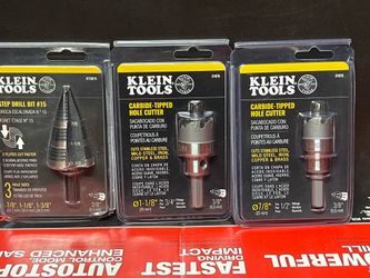 3 KLEIN TOOLS  1 STEP DRILL BIT#15 And 2 HOLE  CUTTER   NEW