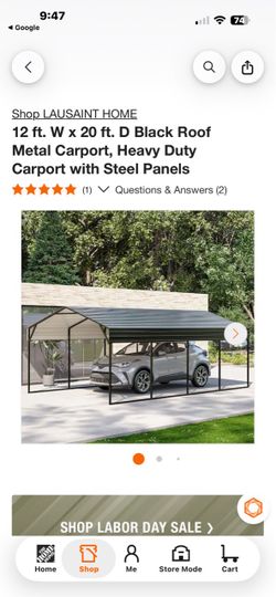 Lausaint Home 12x20 ft Metal Carport