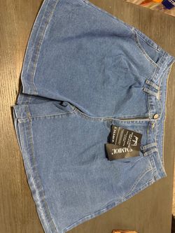 EMMIOL Light Wash Denim Mini Skirt