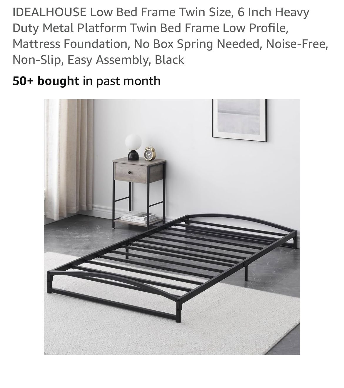 Low Bed Frame Twin Size, 6 Inch Heavy Duty Metal Platform