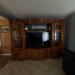 Antique Vintage  Large Entertainment Wall Center