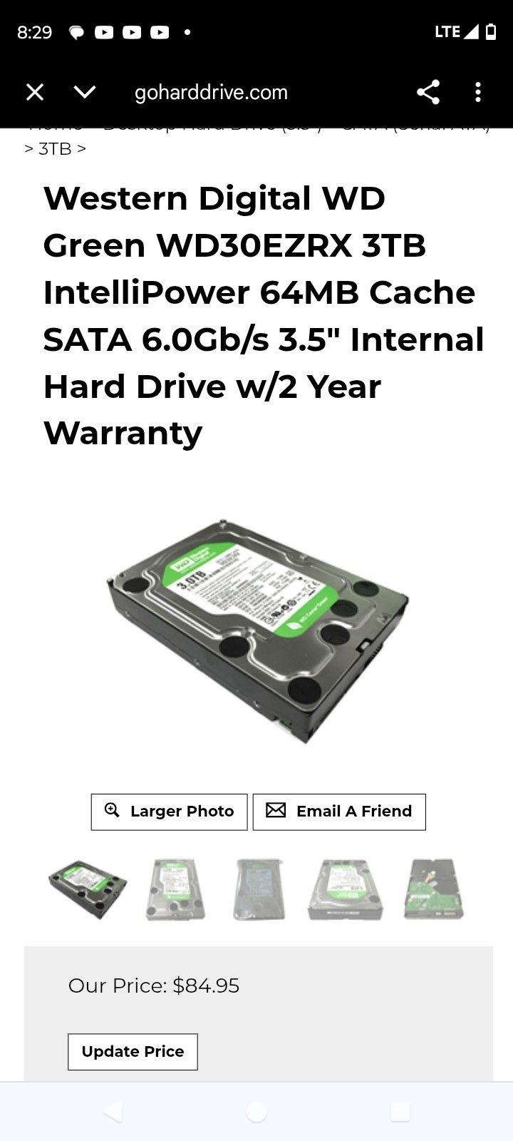 WD 3TB Hard Drives.  (3)