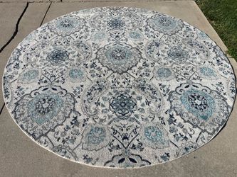 Lovely Vintage Style Large Round Area Rug (9’x9’)