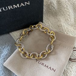 Oval Gold and Silver Chain Bracelet 