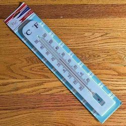 NEW large 16" long indoor outdoor vertical hanging white plastic greenhouse terrarium thermometer