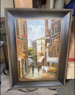 Large Painting On Cavas With Wood Frame