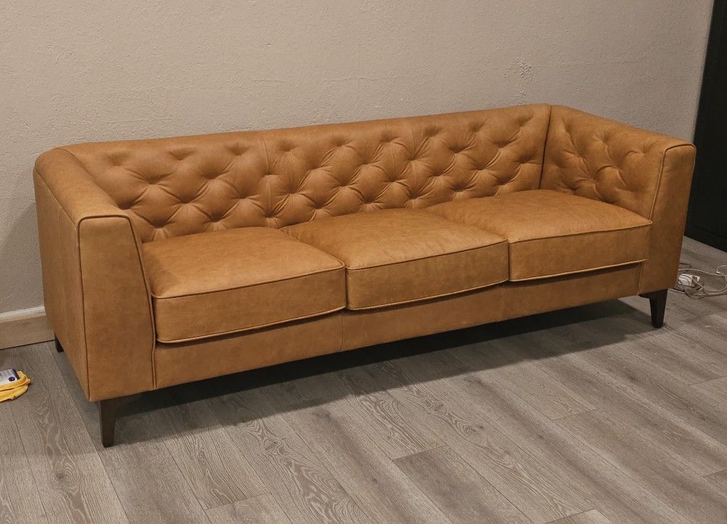 Poly And Bark 100% Italian Leather Sofa 