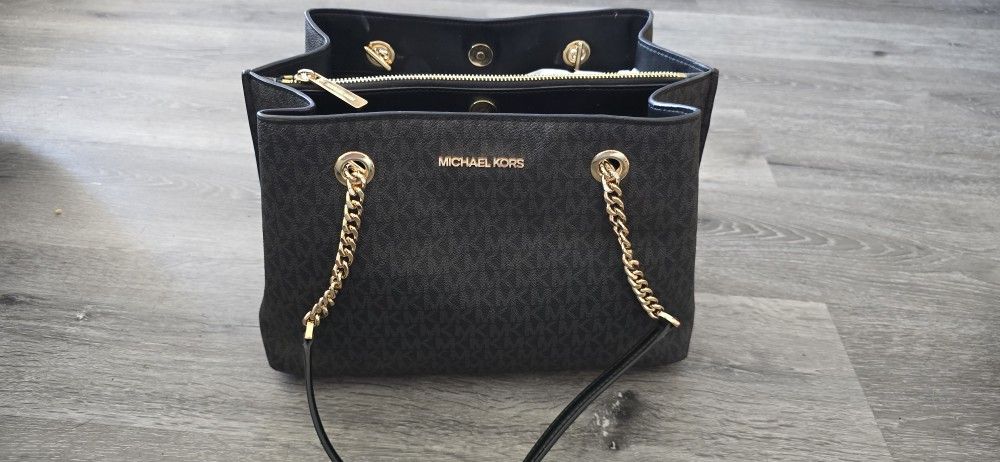 Michael Kors Black Pebbled Leather Shoulder Tote Bag ...