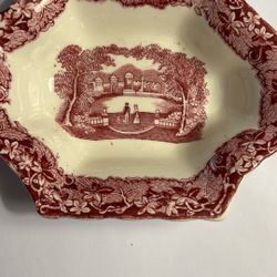 Vintage Mason’s Vista Red /Pink Ironstone England Dish