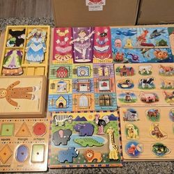 Wooden Puzzle Lot (Melissa & Doug) - 16 Items
