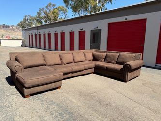 Brown 3 Piece U Shape Sectional Sofa With Pull Out Mattress