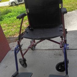 Wide Transport Wheel Chair  Big Wheels  W/Leg Braces