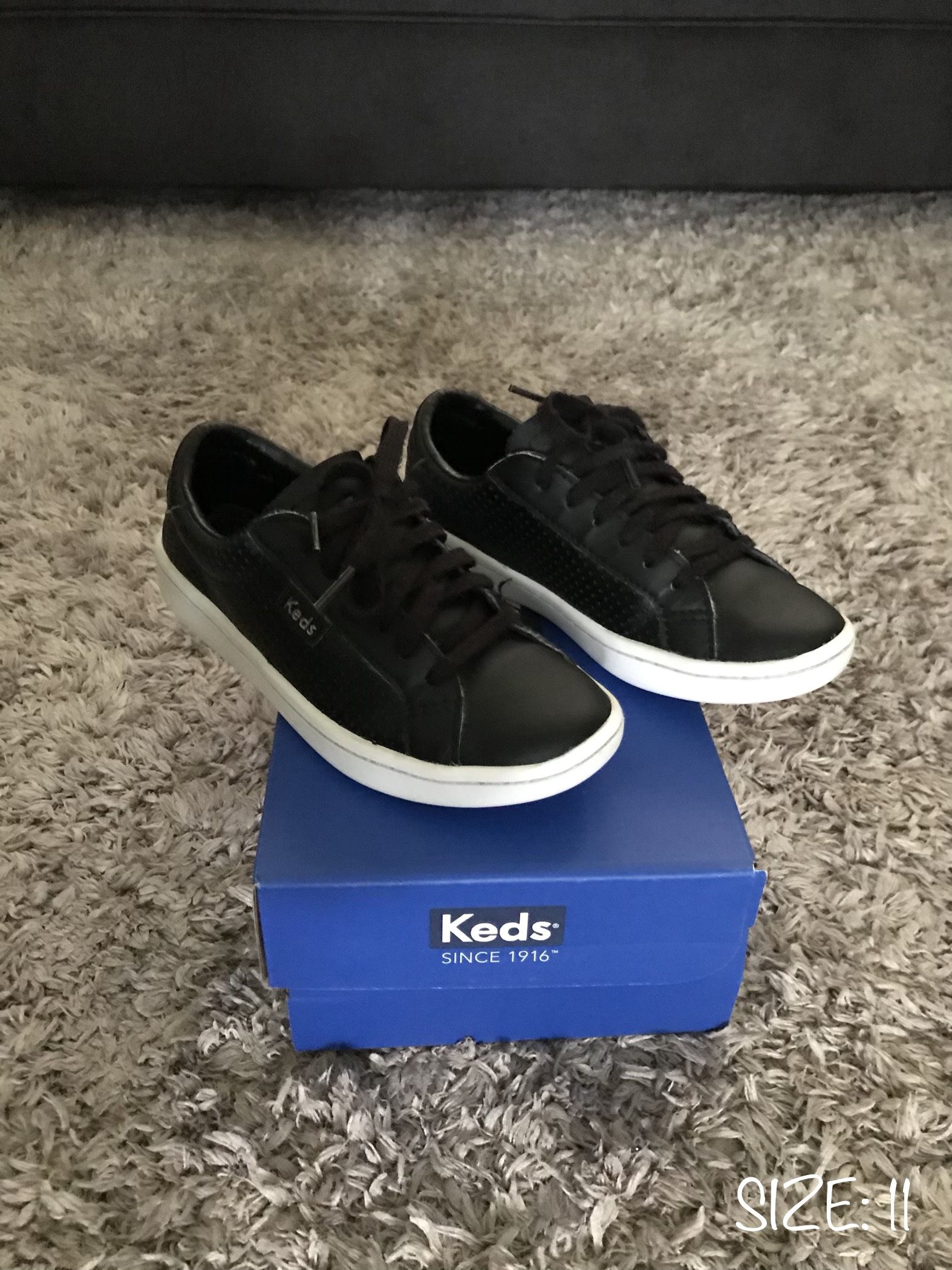 Keds ace leather black best sale
