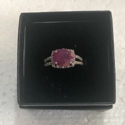Amazing Solid 10K White Gold 22 Diamonds and 3.0 CTW Ruby Size 7 Designer Ring 