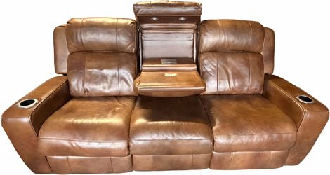 Leather electric recliner/table couch