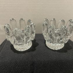 Vintage Goran Warff Kosta Boda Sweden Crystal Sunflower Candleholder