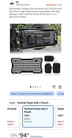 Molle Panel Jeep Wangler JK/JL Tailgate Molle Panel