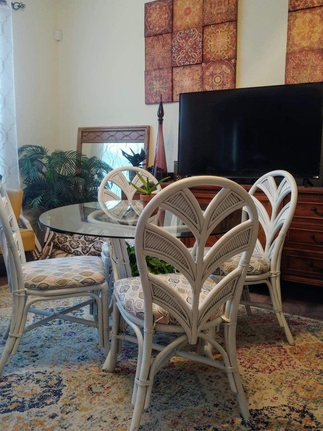 Vintage Bamboo Table and Chairs