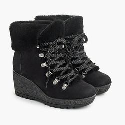 Like New Women JCREW Nordic wedge boots (blk-6M) K2901
