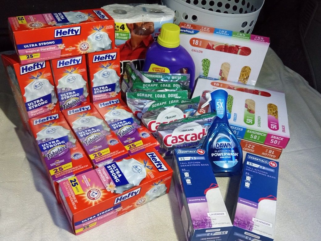 60 dollar bundle household items DAWN, HEFTY, CASCADE