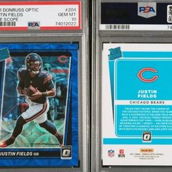 2 PSA 10 Rookie Justin Fields Cards (Blue Scope And Purple Shock) At Huge Discount!!!