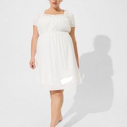 JMS Just My Size Mini Lace Nightgown Dress | Plus Size | 2X 18W/20W | White
