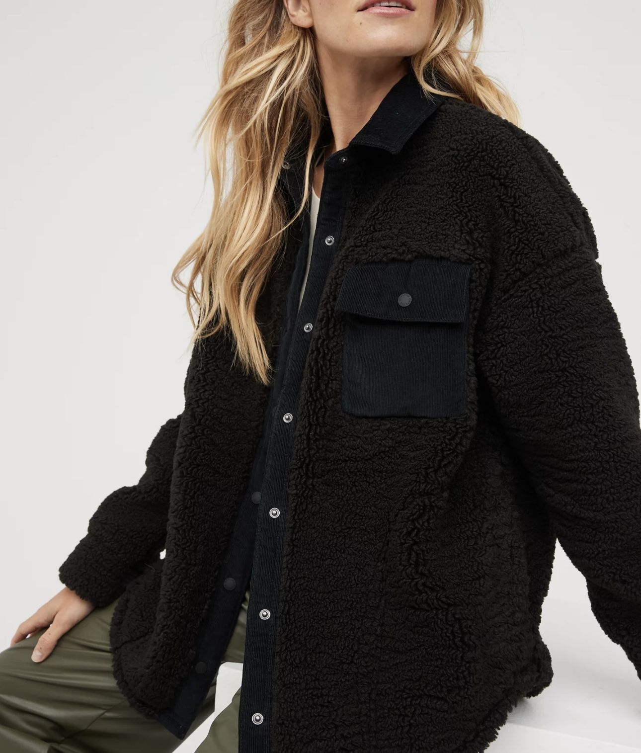 Aerie Sherpa & Corduroy Shacket