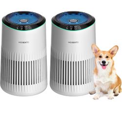 Air Purifiers for Bedroom Home with Sleep Mode for Smoke Pet Dander Odors, Small Air Purifier with Fragrance Sponge, Blue Ambient Light, 23dB Quiet, 2