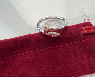Sterling silver nail ring, Au750 over size 7