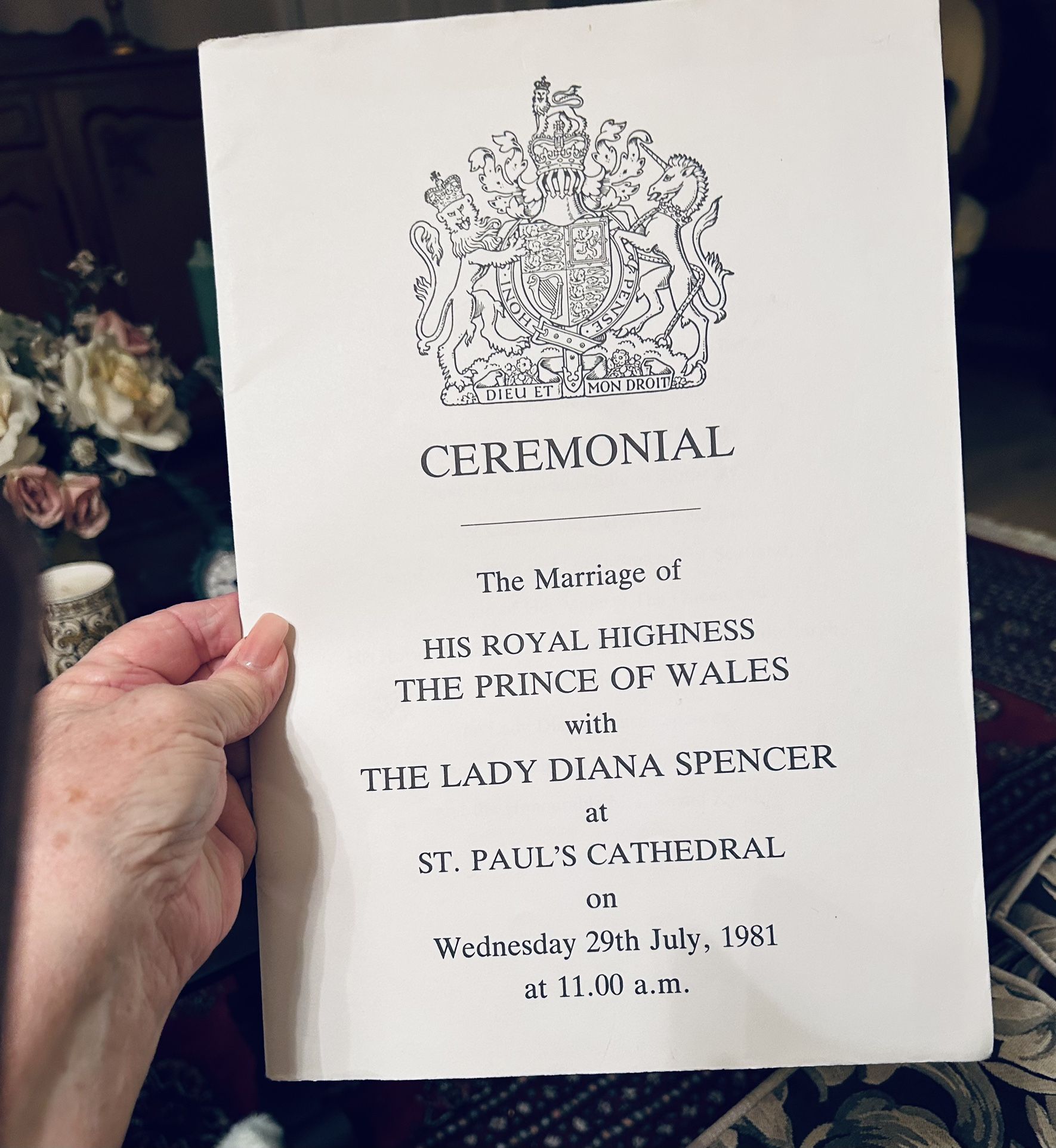 Ceremonial Program Wedding Of Prince Charles To Lady Diana Spencer In 1981.
