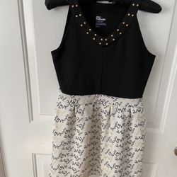 Girls Black And Cream Dress 