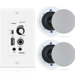 Herdio 6.5 Inch Bluetooth Ceiling Speakers 320W 2-Way Flush Mount in Wall Amplifier Receiver Suitable for Home Theater Bathroom Living Room Kitchen Of