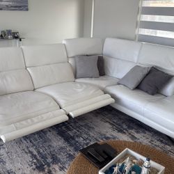 Sofa With Recliner White  Leather