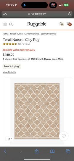 Ruggable Large  Premium Washable Rug