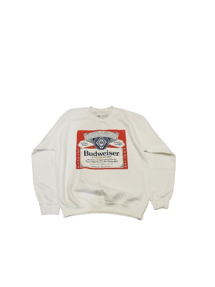 White Budweiser Crewneck sweater $20 (Good Condition) Size M 